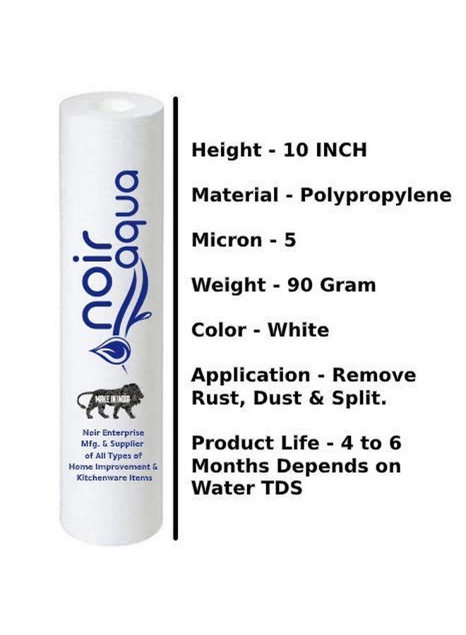 Noir Aqua نوير أكوا - فلتر/خرطوشة PP المنسوجة لجميع أنواع أجهزة تنقية المياه RO (أبيض، 10 بوصة، 5 ميكرون) عبوة من 4 - Image 2