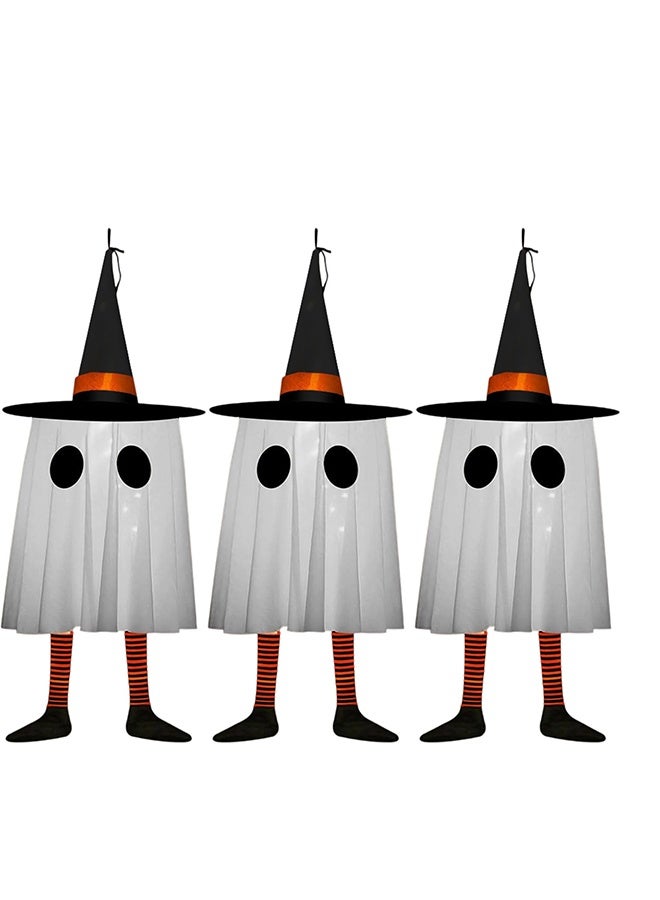 JCB CHIC Halloween Hanging Ghost Decorations,Outdoor Halloween Witches Hat Kights,Glowing Ghosts For Garden Trees,Yard Halloween Decor(3pcs) - Image 1