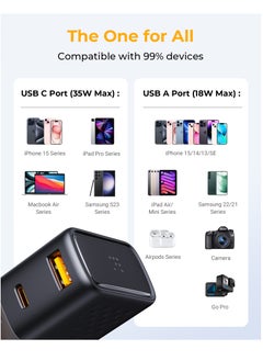 VOLTME Universal Travel Adapter, All-in-One Travel Charger GaN3 35W with QC4.0 USB-A & PD3.0 Type-C PPS Fast Charging, Multi-Port USB Travel Adapter for Worldwide Use (USA/UK/EU/AUS & 150+ Countries), Compact Power Adapter for MacBook Air, iPhone 16 Pro Max, 15/14/13/12/11, Samsung Galaxy S24/S23/S22, Tablets & More, Universal Plug Charger with USB Ports (Black)  - Image 5