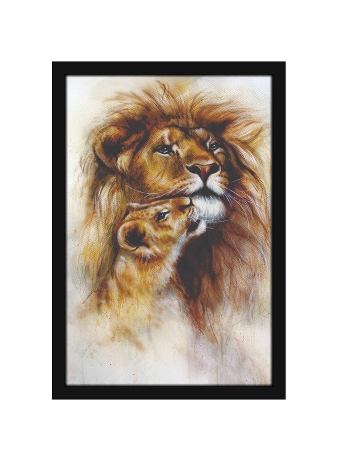 Mad Masters Lion Wild Animal Painting Aesthetic Hanging Photo Frame Decorative Item Home Decoration and Wall Decor for Living Room and Bedroom (MM 1104, 12x18 Inch, Paper, Without Plexi Glass) - Image 1