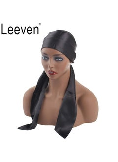 Leeven Leeven 2 Pcs Silky Satin Edge Scarves 4.5”x54” Large Wig Grip Band Women Satin Headband For Lace front Wigs Non Slip Hair Wrap Black Satin Edge Laying Scarf For Makeup, Facial,Sport,Yoga  - Image 3