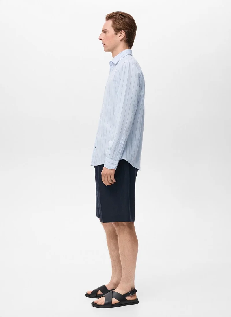 Mango Man Linen pinstripe shirt