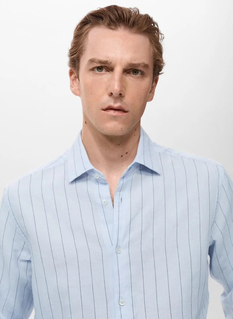 Mango Man Linen pinstripe shirt