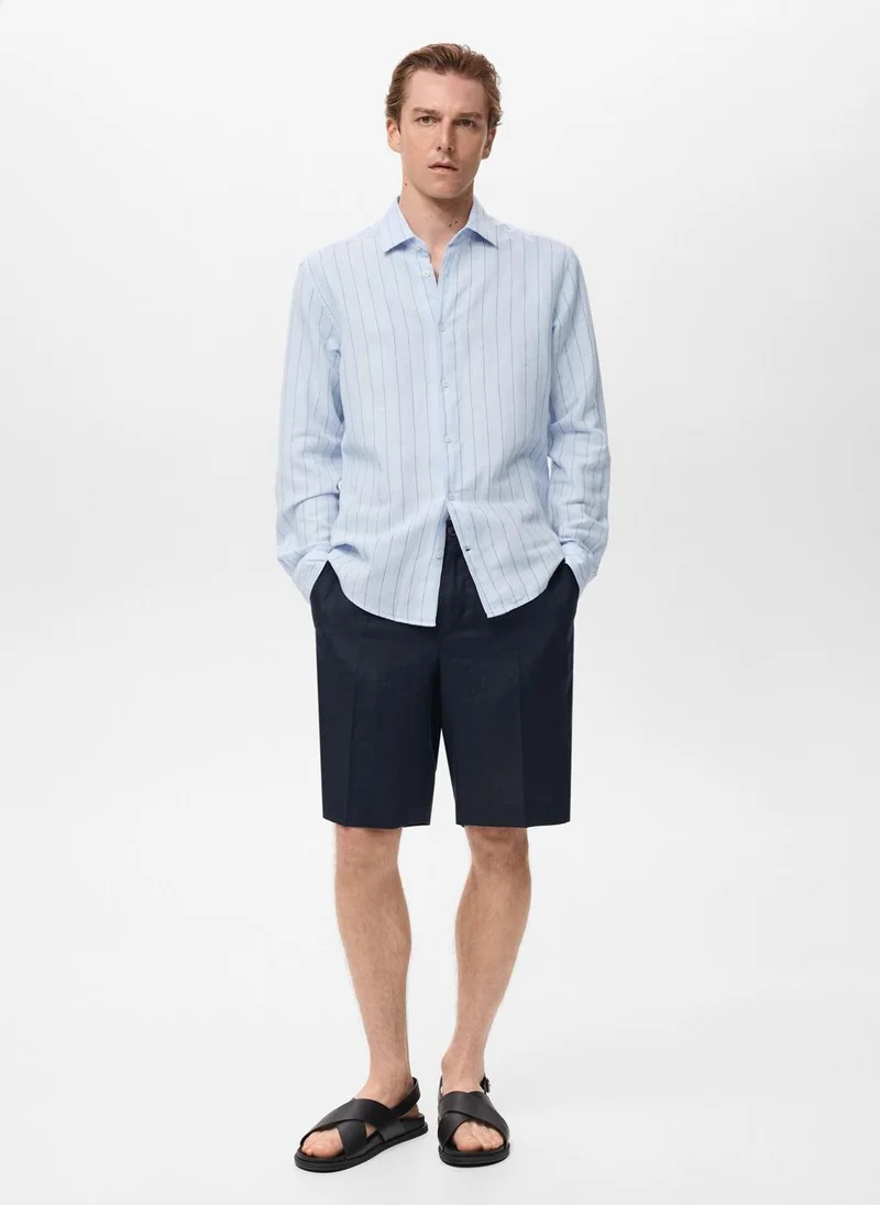 Mango Man Linen pinstripe shirt