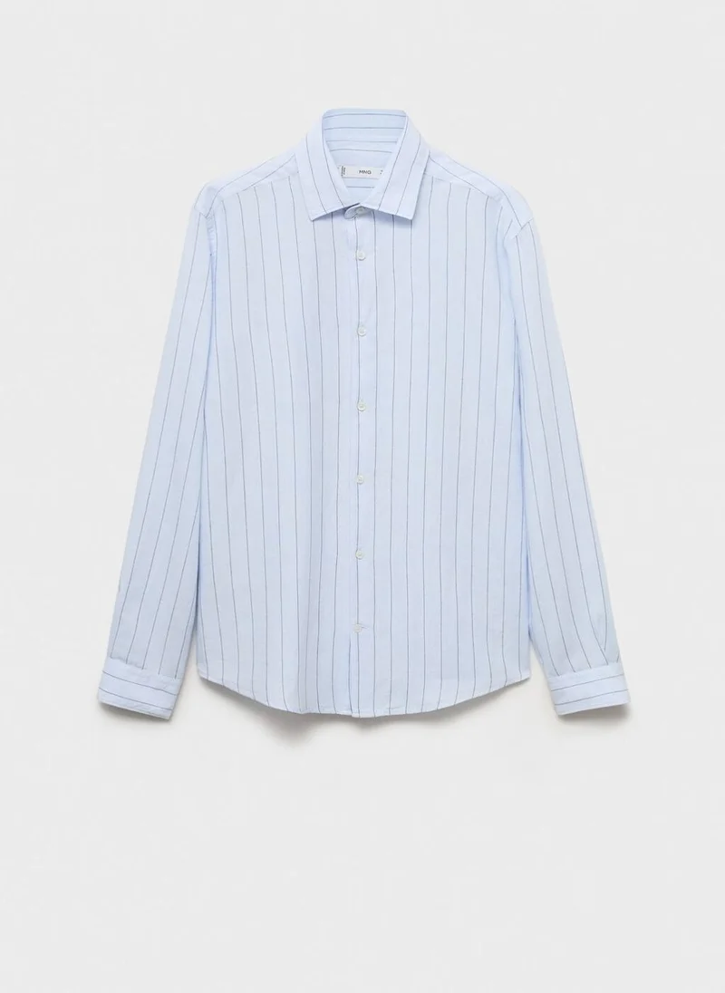 Mango Man Linen pinstripe shirt