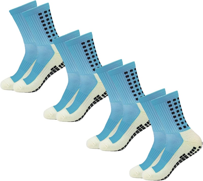 Yufree Men's Soccer Socks Anti Slip Non Slip Grip Pads for Football Basketball Sports Grip Socks, 4 Pair - Image 1