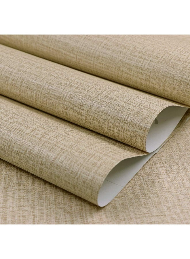Arabest Linen Wallaper, PVC Self-Adhesive Removable Peel and Stick DIY Wallpaper, Flaxen Grasscloth Vinyl Film Wall Stickers, Solid Color Decorate Furniture (60cm*100cm) - Image 2
