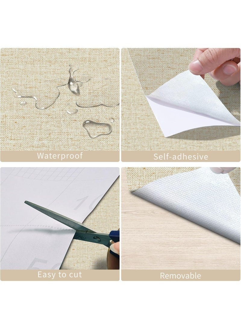 Arabest Linen Wallaper, PVC Self-Adhesive Removable Peel and Stick DIY Wallpaper, Flaxen Grasscloth Vinyl Film Wall Stickers, Solid Color Decorate Furniture (60cm*100cm) - Image 5