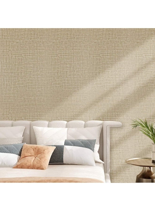 Arabest Linen Wallaper, PVC Self-Adhesive Removable Peel and Stick DIY Wallpaper, Flaxen Grasscloth Vinyl Film Wall Stickers, Solid Color Decorate Furniture (60cm*100cm) - Image 3