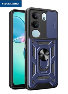 RUGGED SHIELD VIVO V29 5G Case, VIVO V29 Case with Slide Camera Cover, Military Grade Heavy Duty Shockproof Phone Case Cover with Ring Kickstand for VIVO V29 5G, Blue 