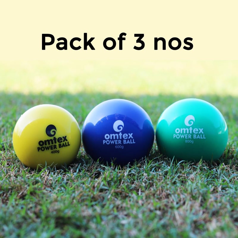 omtex Power Ball PVC Training Cricket Weighted Ball Combo Set for Batting and Pitching Size 400g 600g 800g Multicolor Pack of 3 - Image 2