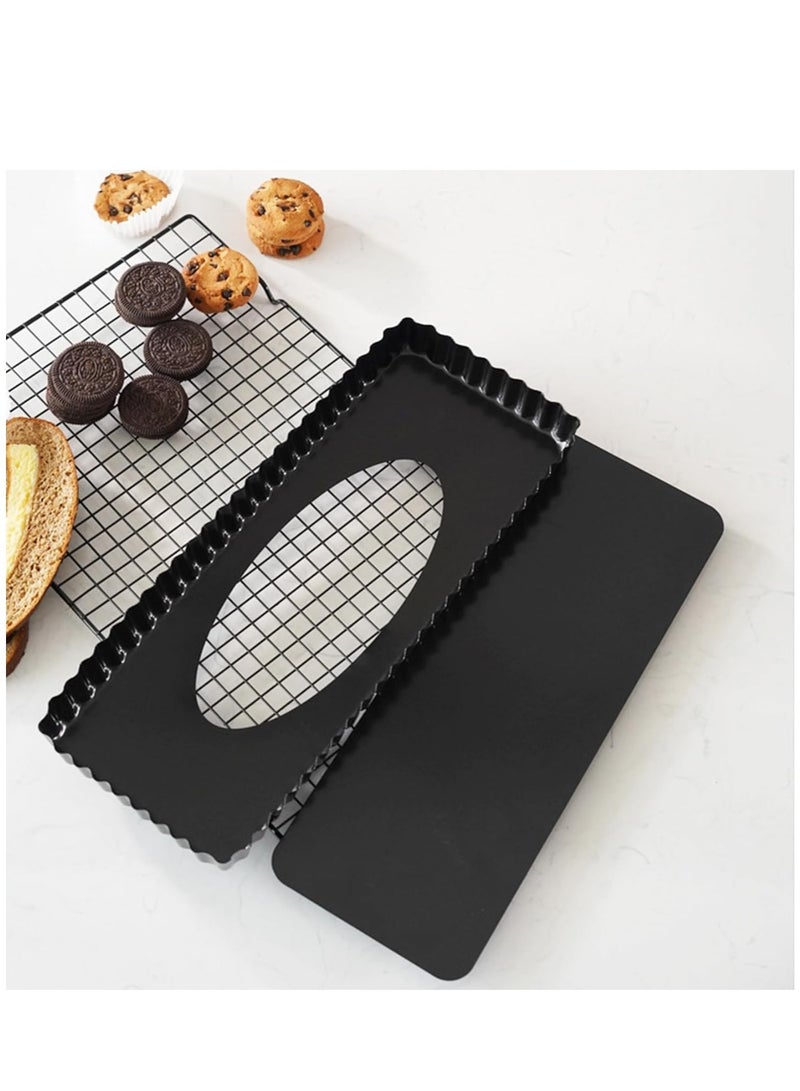 Premium Nonstick 14-Inch Rectangular Tart Pan with Removable Bottom - Perfect for Quiches, Pies, Cheesecakes, and Desserts - Durable Bakeware for Easy Release and Cleanup  - Image 5