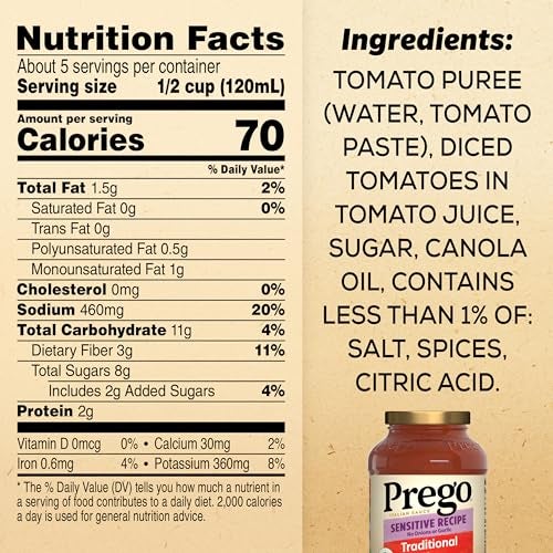 Prego Traditional Sensitive Recipe Low FODMAP Pasta Sauce, 23.75 Oz Jar - Image 2