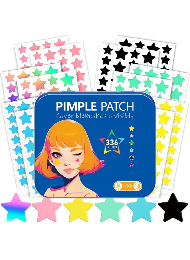 Chillspace 336 Pcs Acne Pimple Patches, Star Hydrocolloid Pimple Patch  for Face with Tea Tree Oil & Centella Oil, Cute Zit Patches Pimple Stickers Acne Dots - Image 1