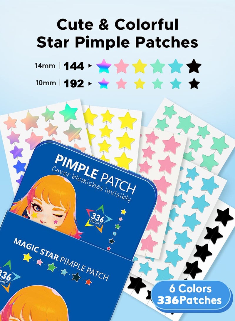 Chillspace 336 Pcs Acne Pimple Patches, Star Hydrocolloid Pimple Patch  for Face with Tea Tree Oil & Centella Oil, Cute Zit Patches Pimple Stickers Acne Dots - Image 2