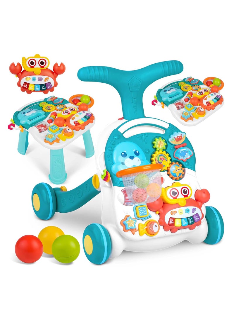 BAYBEE 3 in 1 Musical Push Along Baby Walker Sit to Stand Toys - Kids Activity Center - Toddlers Musical Fun Table - Lights and Sounds - Learning - for 6 Months and Up - Image 1