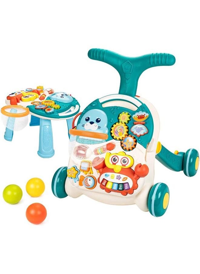 BAYBEE 3 in 1 Musical Push Along Baby Walker Sit to Stand Toys - Kids Activity Center - Toddlers Musical Fun Table - Lights and Sounds - Learning - for 6 Months and Up  - Image 1