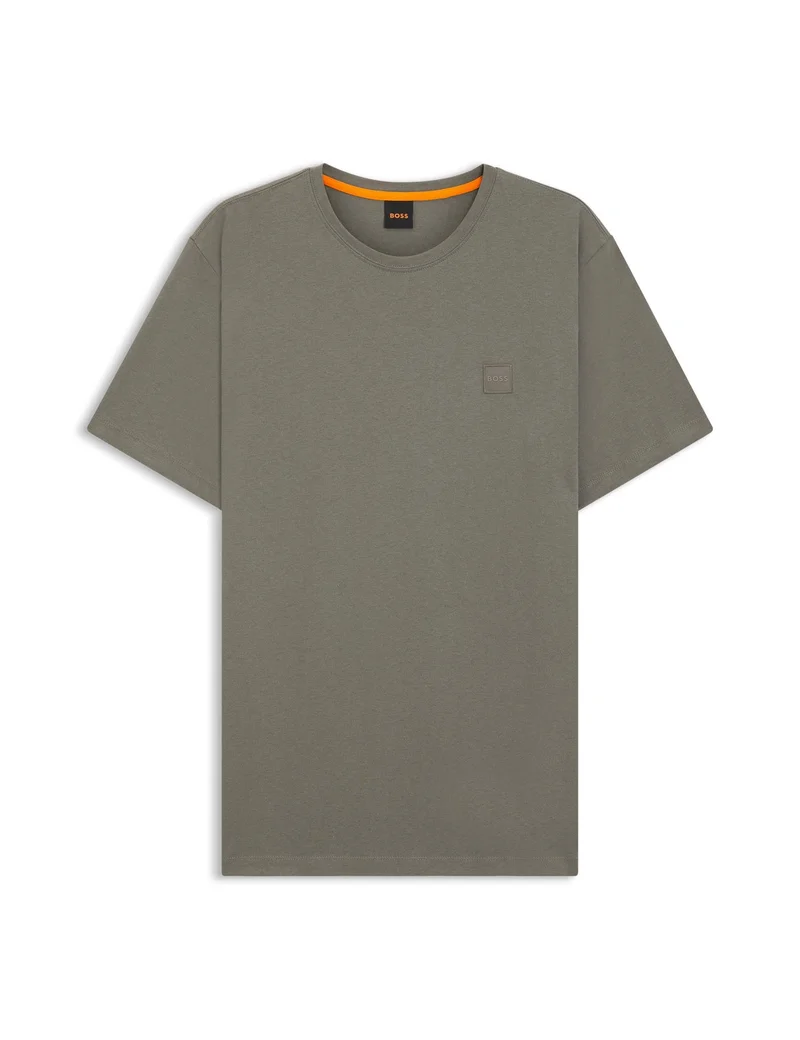 BOSS Open Grey Cotton-jersey T-shirt with logo patch for Men | Best Price UAE