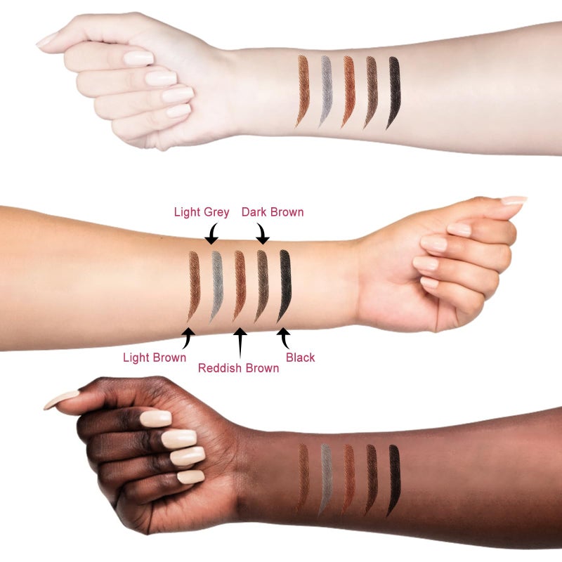 DRMODE قلم حواجب ميكروبليد - قلم حواجب مقاوم للماء بقلم طرف 4 شوكات، مقاوم للتلطخ، يدوم طويلاً، بني فاتح - Image 3