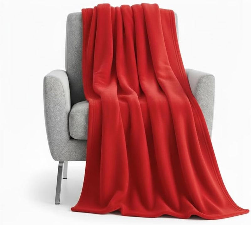 Trailmaker 50x60 Throw Blankets, Ultra Soft Hypoallergenic Fleece Fall Throw Blanket for Livingroom, Couch, Chair, Bed, Red - Image 2