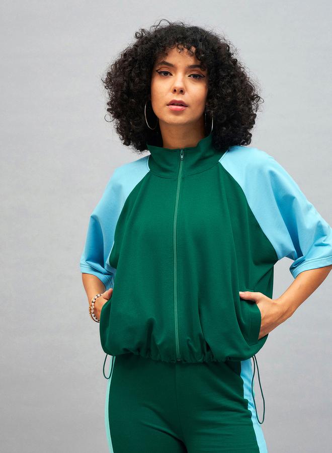 SASSAFRAS Color Block High Neck Jacket with Toggle Detail by Styli  - Image 1