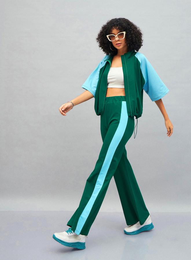 SASSAFRAS Color Block High Neck Jacket with Toggle Detail by Styli  - Image 2