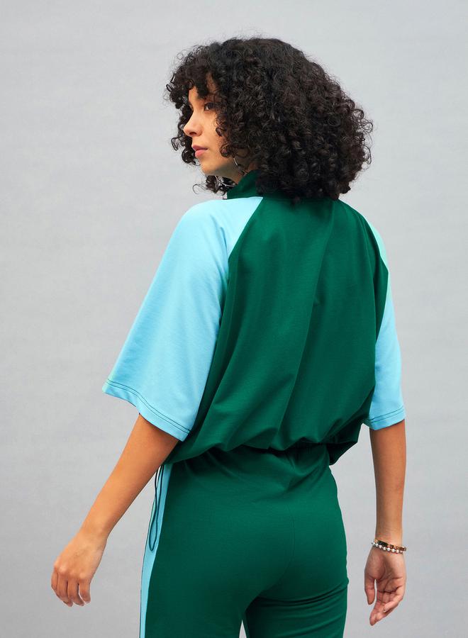 SASSAFRAS Color Block High Neck Jacket with Toggle Detail by Styli  - Image 5