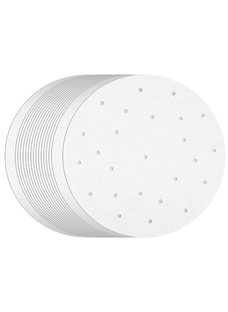 Juvale 100 Pack Juvale Round Air Fryer Liners with Holes for Air Fryer Basket Dumpling Paper 10 Inch Perforated Liner Sheets Compatible with Bamboo Steamer for Baking White 