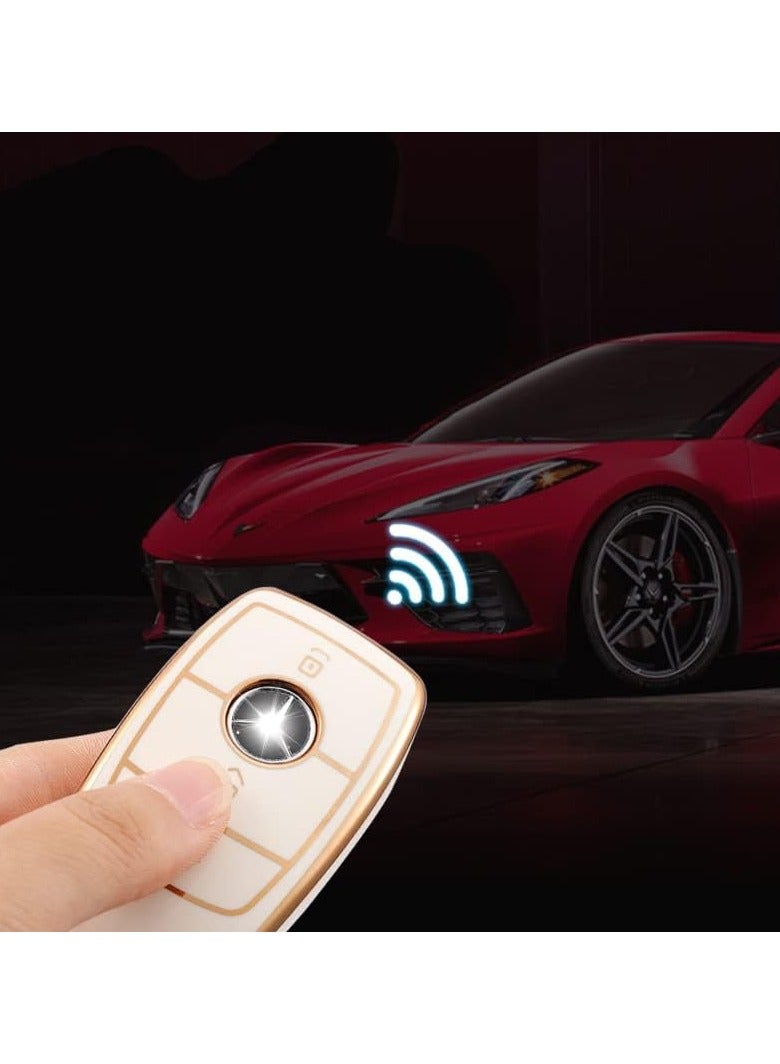 غطاء مفتاح MAKINGTEC لمرسيدس بنز E-Class (2017) و S-Class (2018) – حافظة حماية فاخرة للمفتاح الذكي، بحواف ذهبية (أسود ذهبي) - Image 5