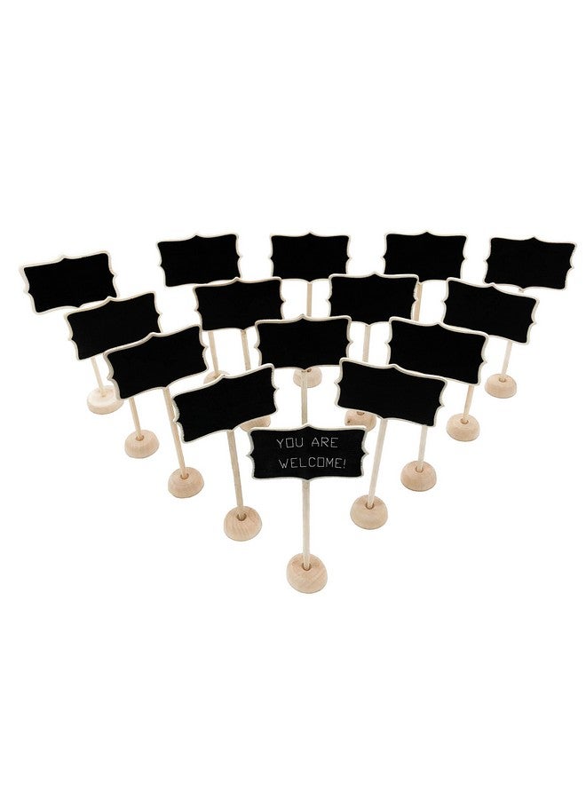 DSTELIN 15 Pack 2.36 X 3.35Inches Wood Mini Chalkboard Signs With Support Easels Place Cards Small Rectangle Chalkboards For Weddings Birthday Parties And Special Event Decorations  - Image 1