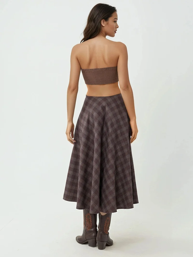 HICCUP Plaid Maxi Skirt with A-Form Fit