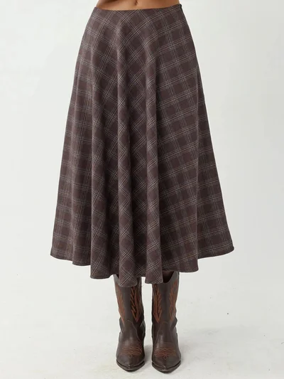 HICCUP Plaid Maxi Skirt with A-Form Fit
