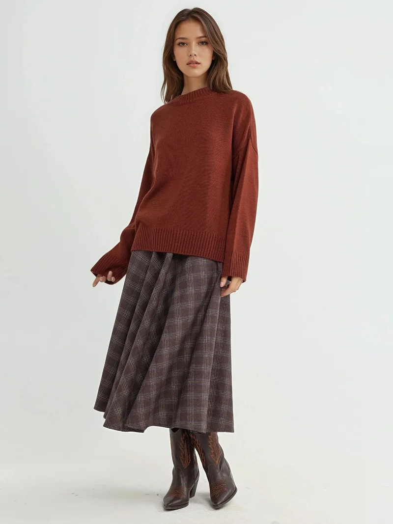 زوبعة تنورة ماكسي كاروهات بتصميم -