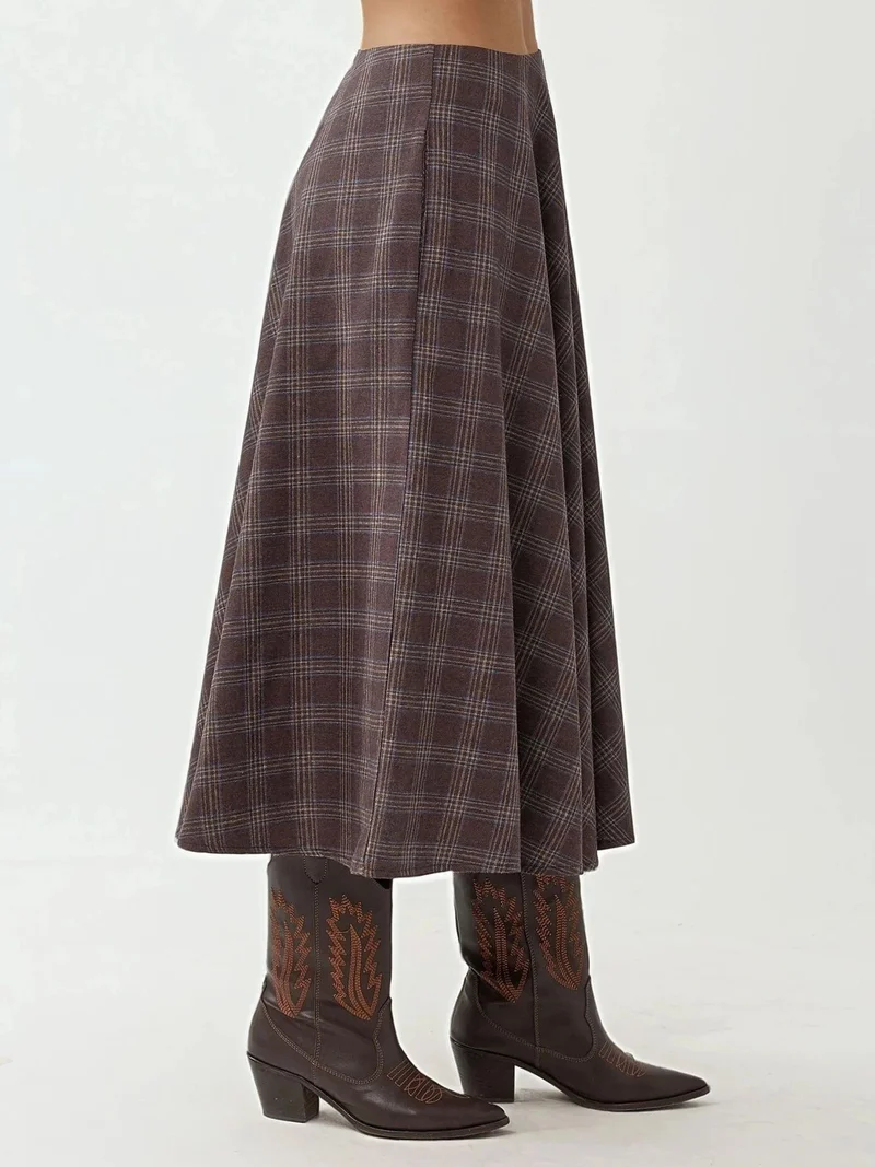 HICCUP Plaid Maxi Skirt with A-Form Fit