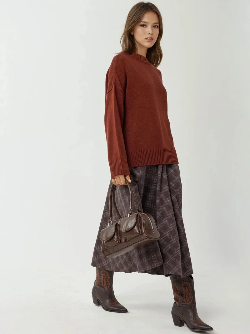 HICCUP Plaid Maxi Skirt with A-Form Fit