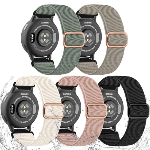 Dirrelo 20mm Quick Release Band Compatible with Garmin Vivoactive 5 Watch Bands, Soft Braided Stretchy Nylon Water-Resistant Strap for Vivoactive 6/Venu Sq/Sq 2/Sq Music/2 Plus,Forerunner 245/165/55 Women Men - Image 1