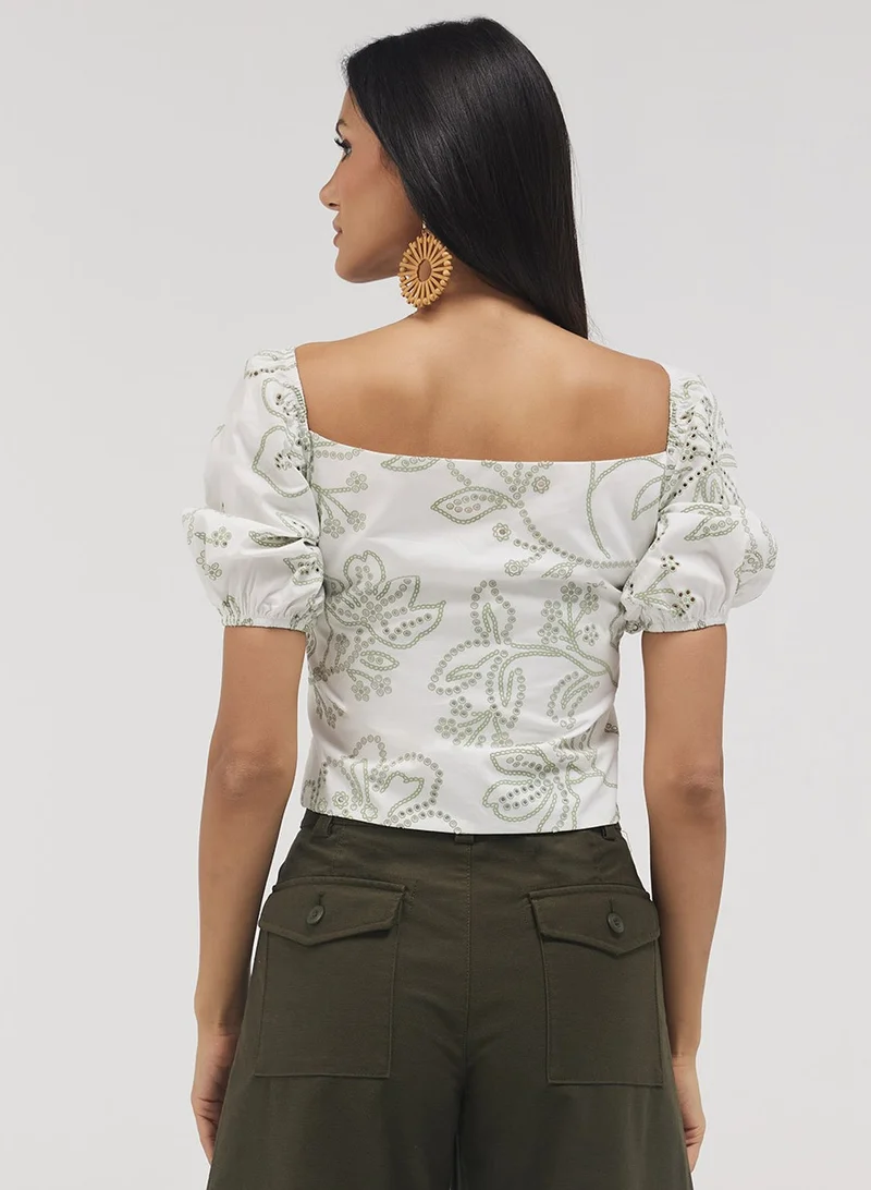 Zigzag Front Open Cutlon Top