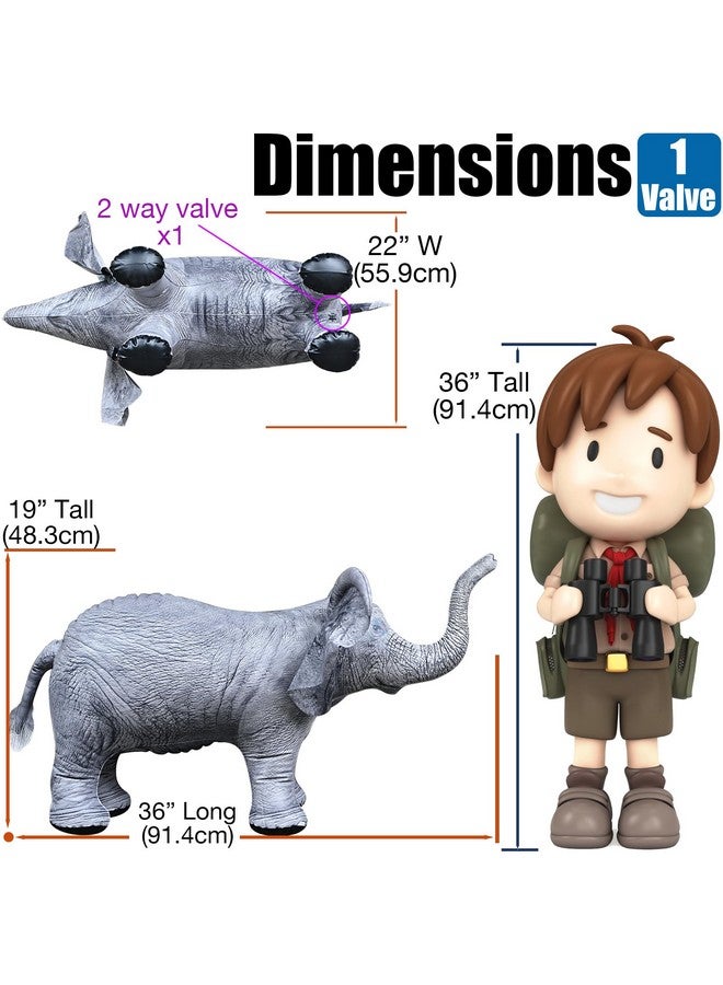 Jet Creations 36" Long Inflatable Baby Elephant Decor: Realistic Wildlife Safari Animal Toy Ideal for Party, Pool, Birthday, Photo Prop. Durable & Easy Inflate for Animal Lovers, 1 pc - Image 2
