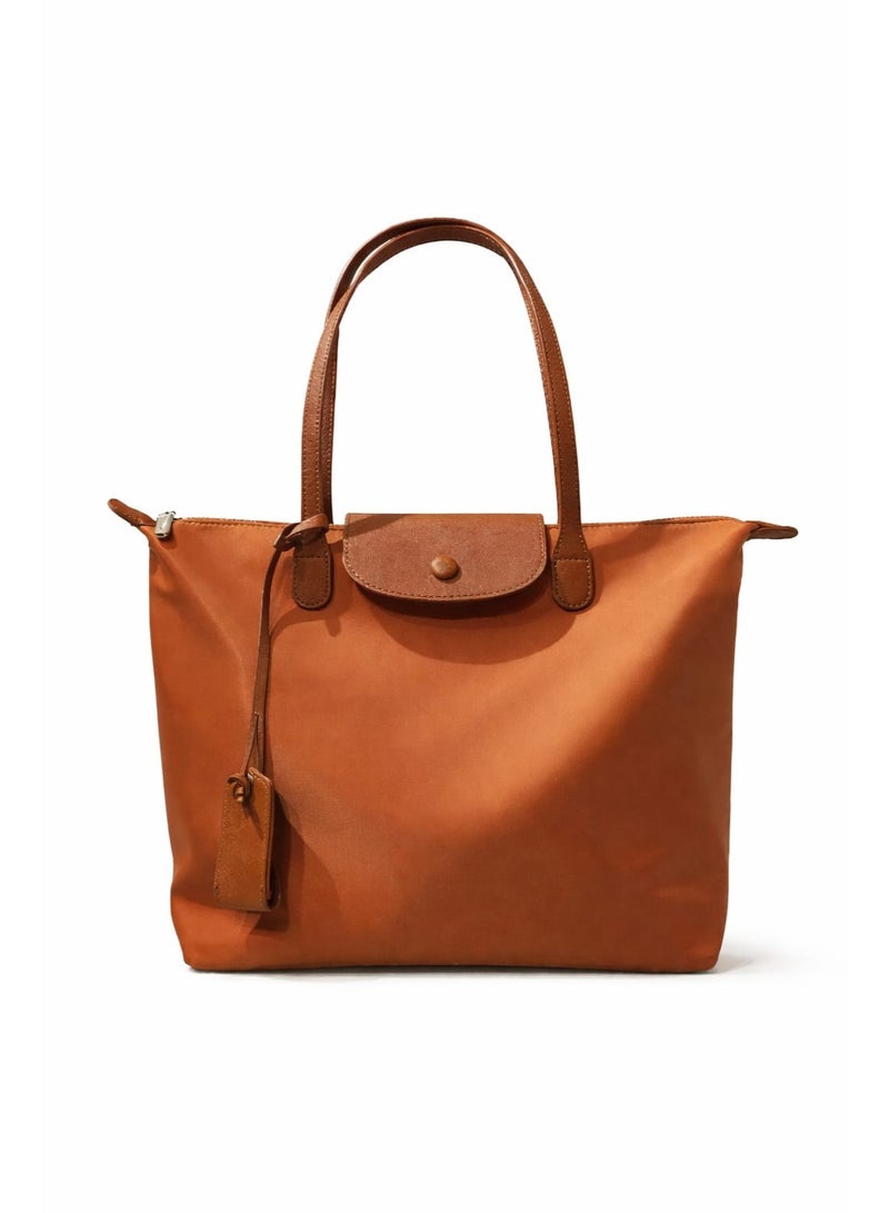 BAGCO Brown Tote Handbag for Women – Large Capacity, Zipper Closure, Daily Use Bag - Image 1