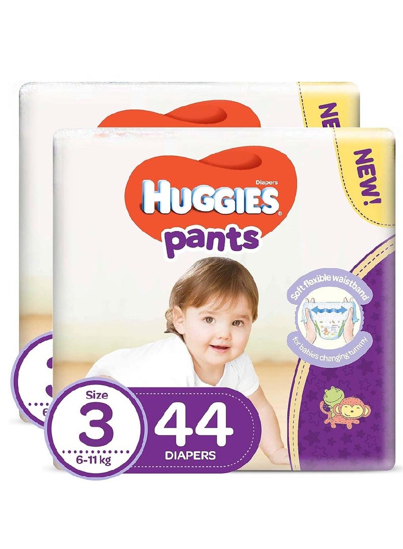 Huggies Active Baby Diaper Pants, Size 3, 6-11Kg, Promo Pack of 2 x 44's