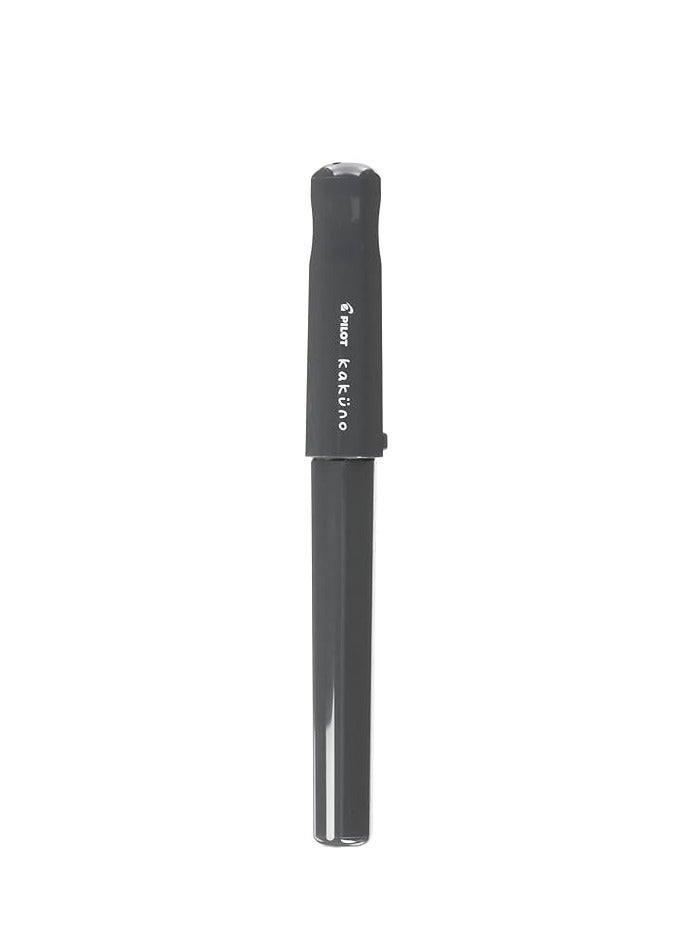 PILOT Pilot Kakuno Medium-Nib Fountain Pen, Black Body Gray Cap Body 