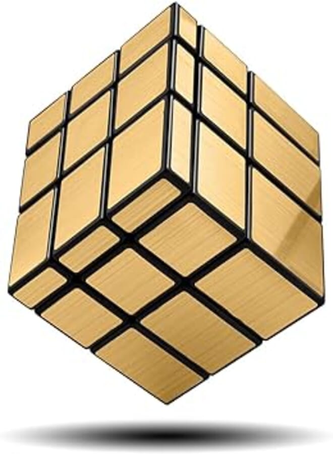 D-FantiX Shengshou Mirror Cube 3x3 Speed Cube Gold Mirror Blocks Cube 3x3x3 Different Shapes Puzzle Cube Toys for Kids Adult