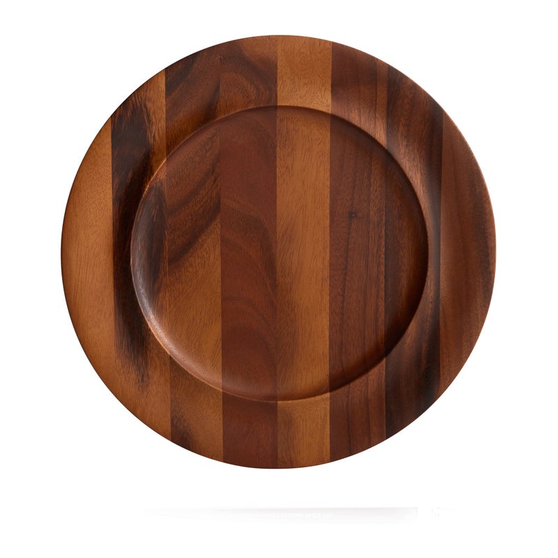 nambe Skye Wood Charger Plate for Dinner  Round Acacia Wood Charger for Place Setting Party Wedding  Versatile Tableware for Dishes Snack Dessert Salad Fruit 13inch