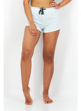 Avalanche Women 2 Pcs Stripe And Heather Sleepwear Shorts, Light Blue  - Image 5