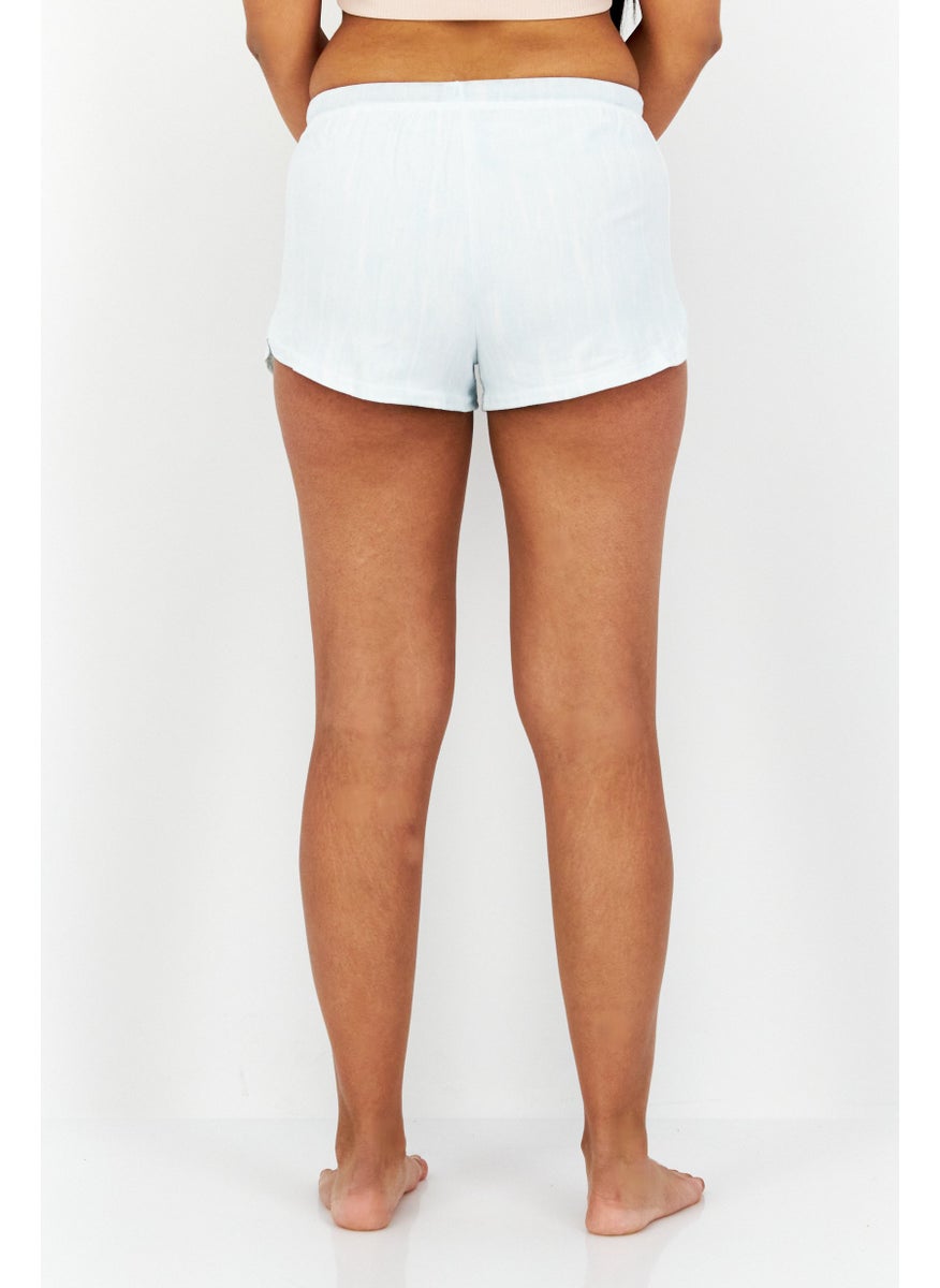 Avalanche Women 2 Pcs Stripe And Heather Sleepwear Shorts, Light Blue  - Image 2