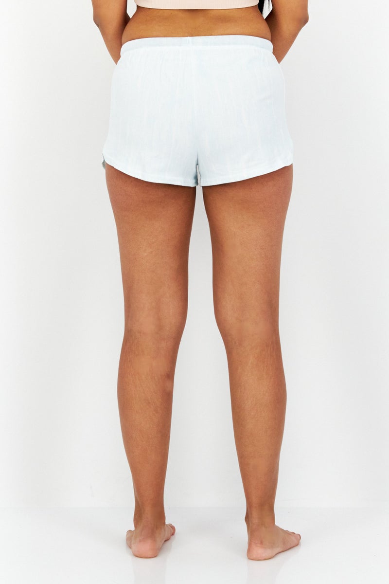 Avalanche Women 2 Pcs Stripe And Heather Sleepwear Shorts, Light Blue - Image 2