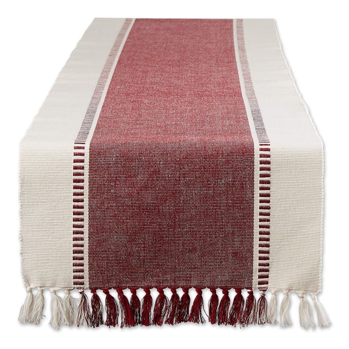 DOBBY STRIPE WOVEN TABLE RUNNER 13X72INCH REDWOOD