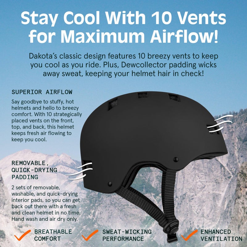 Retrospec Dakota Bicycle / Skateboard Helmet for Adults - Commuter, Bike, Skate, Scooter, Longboard & Incline Skating - Highly Protective & Premium Ventilation- Large- Matte Black - Image 4