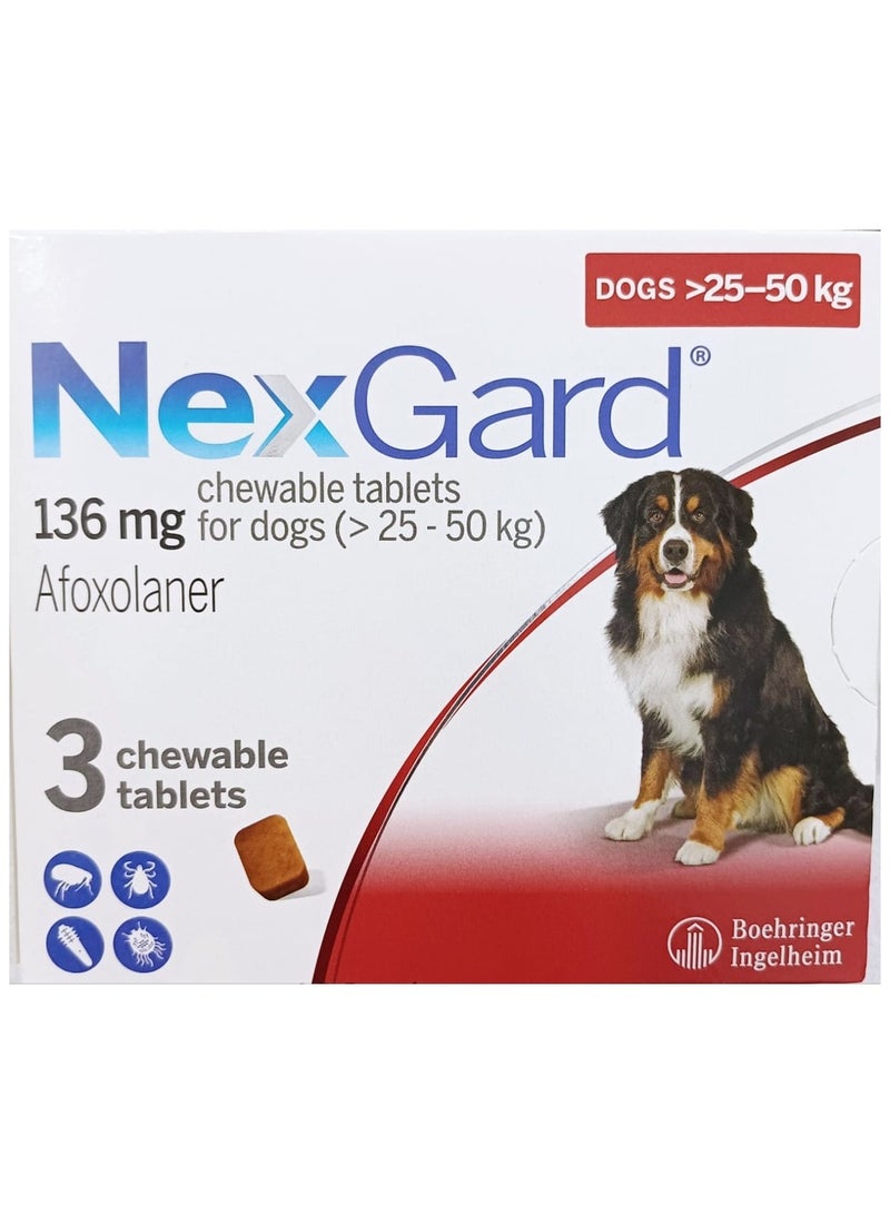 نيكس جارد نيكسغارد 136 ملجم للكلاب (> 25 - 50 كجم) 3 أقراص