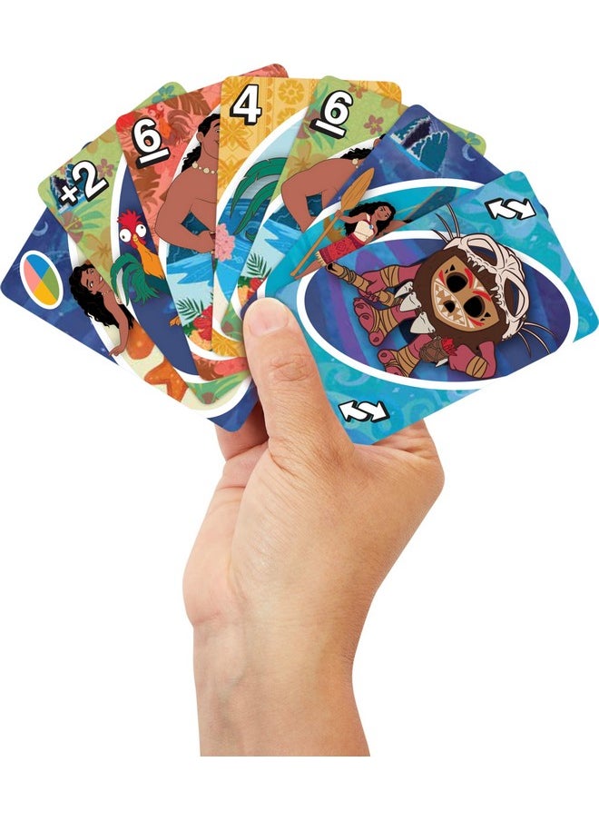 Mattel Games Uno Disney Moana 2 Card Game For Kids, Adults & Family With Deck & Special Rule Inspired By The Movie  - Image 2